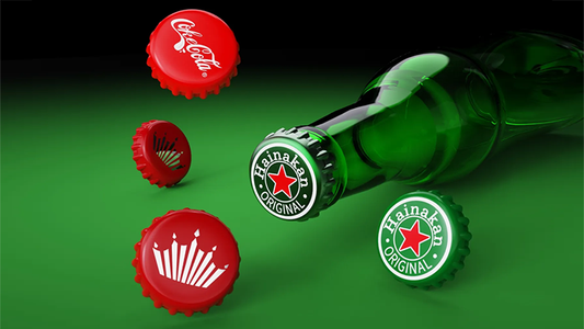 The Clink (Cap in Bottle) Set by Iarvel Magic and Wonder House (Heineken, Coke, and Budweiser)