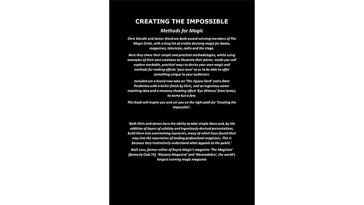 Creating the Impossible by Chris Wardle and James Ward - Book