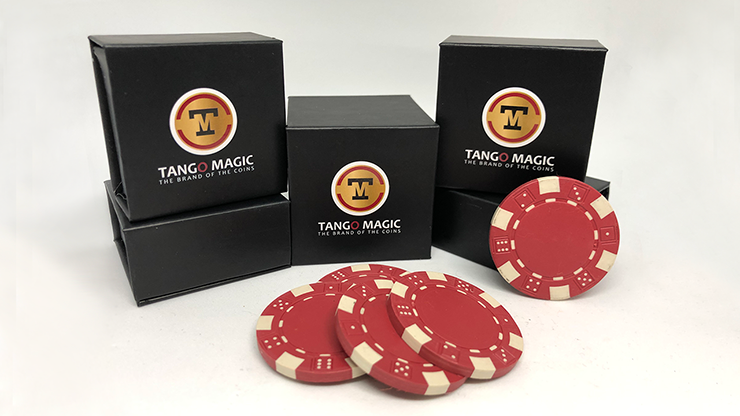 Expanded Shell Poker Chip Red plus 4 Regular Chips (PK001R) by Tango magic - Trick