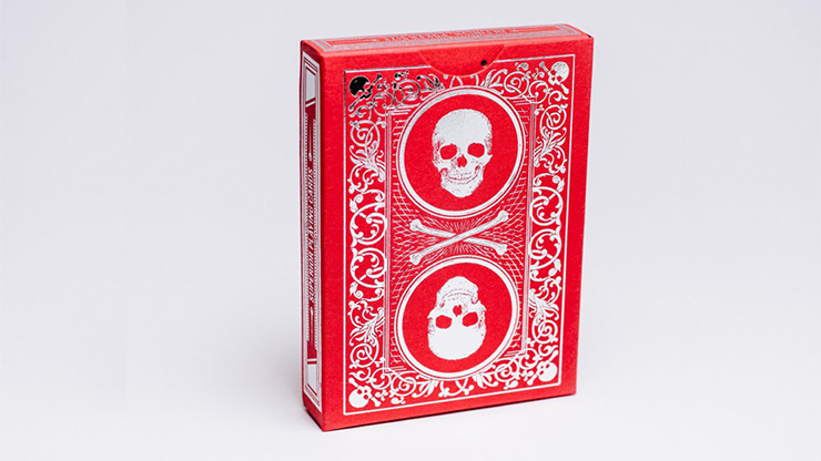 Superior Skull & Bones V2 (Red/Silver) Playing Cards by Expert Playing Card Co.