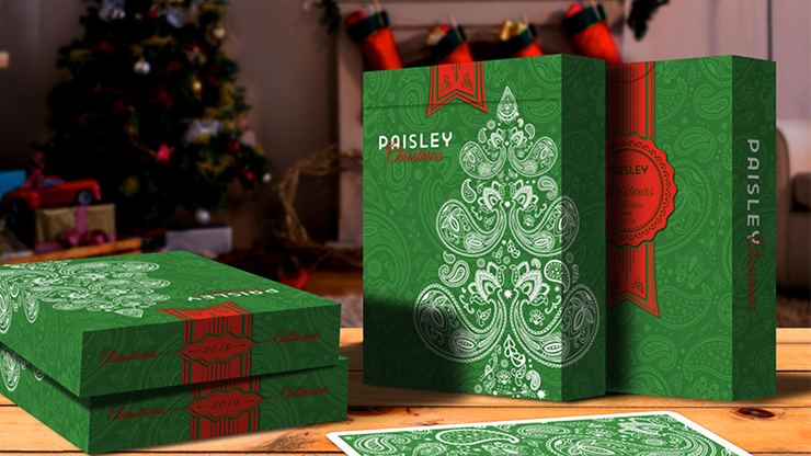 Paisley Metallic Green Christmas Playing Cards by Dutch Card House Company