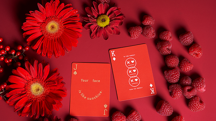 Keep Smiling Red V2 Playing Cards by Bocopo