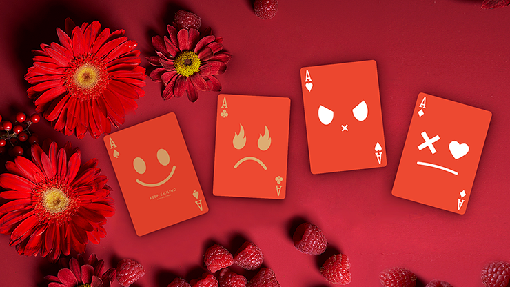 Keep Smiling Red V2 Playing Cards by Bocopo