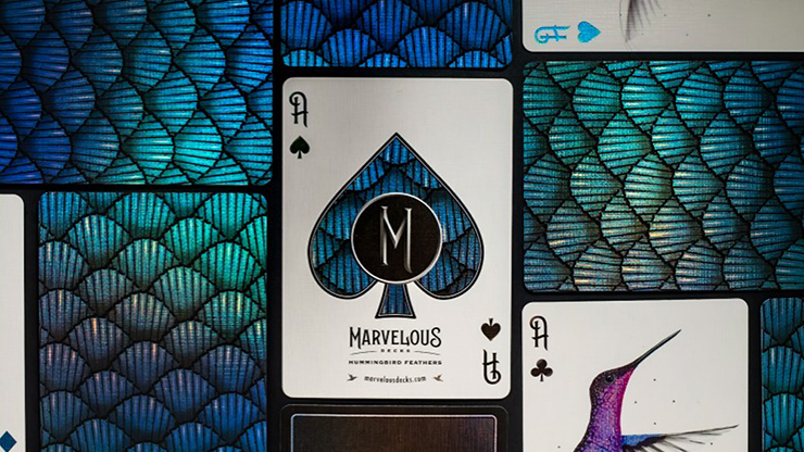 Marvelous Hummingbird Feathers (Blue) Playing Cards by Kellar