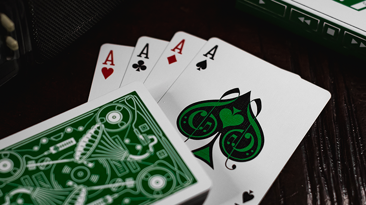 Soundboards V4 Green Edition Playing Cards by Riffle Shuffle