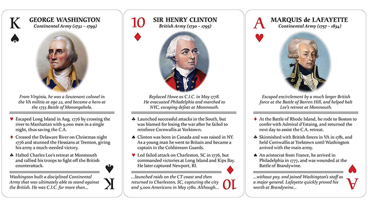 Famous Generals of the American Revolution Playing Cards